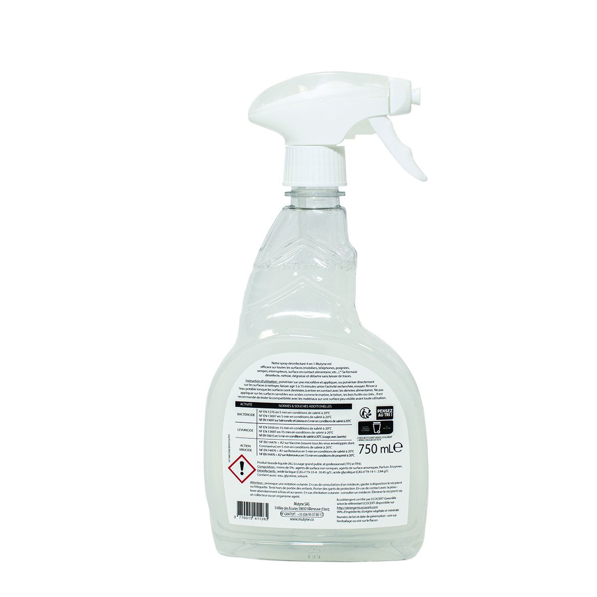 Mutyne -- Spray désinfectant ecocert 4 en 1 - 750 mL